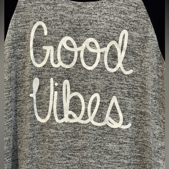 Papaya Black/Gray Oversized Baseball Tee w/ Good Vibes Print - Picture 5 of 8